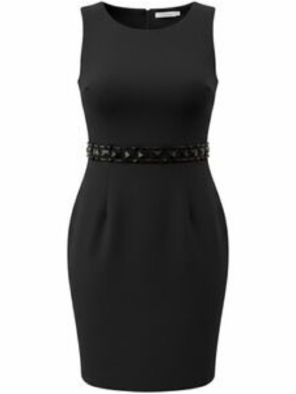 NWT Calvin Klein Black Sleeveless Mini Sheath Dress with Beaded Waist (4)